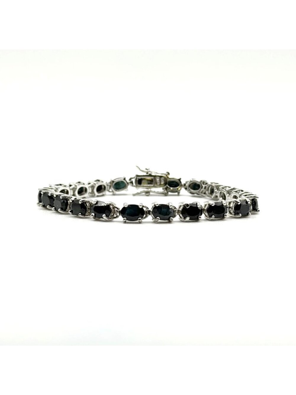 925 Sterling Silver & Black Stone Tennis Bracelet 8